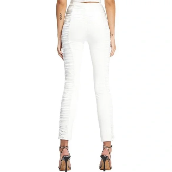 I.AM.GIA Estella White Ruched Bodycon Stretch Legging Pant Size Small up to 27" - Picture 2 of 5